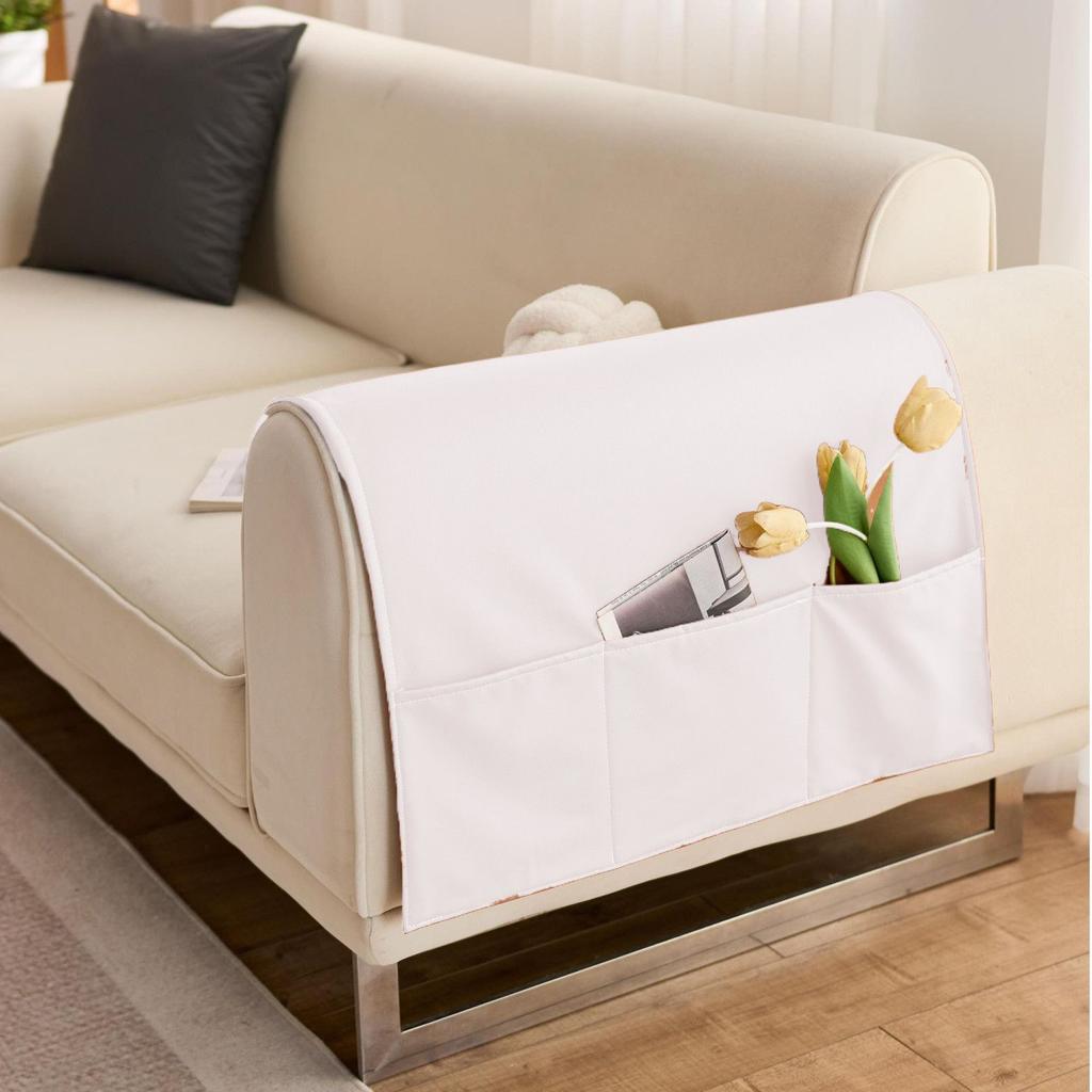 Simple Modern Solid Color Armrest Storage Bag Leather Waterproof Dustproof Sofa Armrest Cover Cloth Home Living Room Decoration