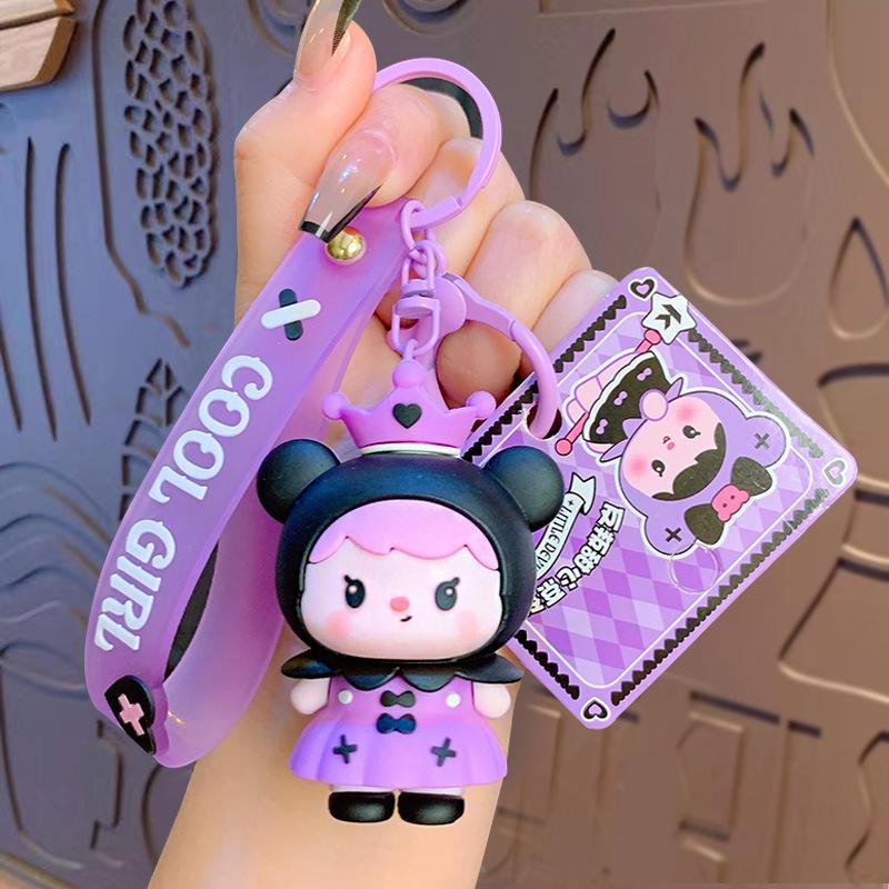 Cartoon Rebel Sweetheart Series Doll Keychain Couple School Bag Pendant Car Keychain Gift