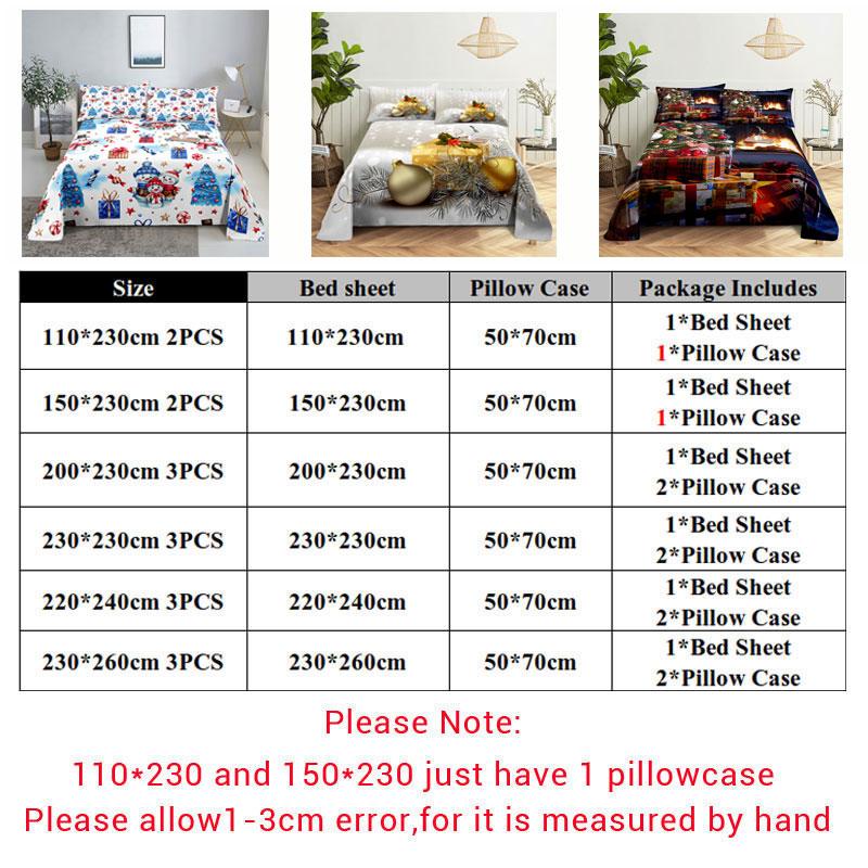 Julesengesett og putevar Sengetøy Laken Dynetrekk King Queen Size for enkeltdobbeltsenger 220x240 Twin Full Tynt Mykt