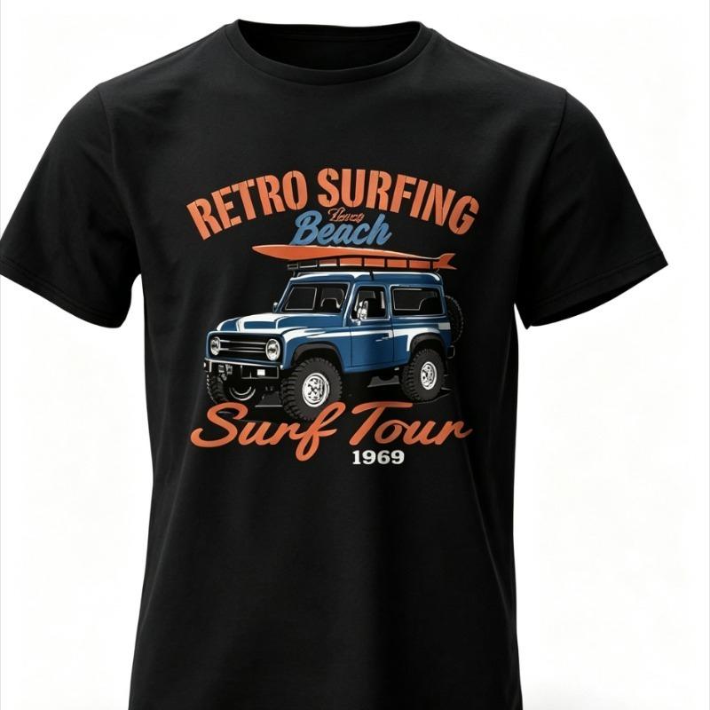 Retro Surfing Surf Tour1969 Printed Unisex Unisex Unisex Tshirt Tops Cotton Wwii Jeep Graphic Adventure Gear The Endless Summer Tees