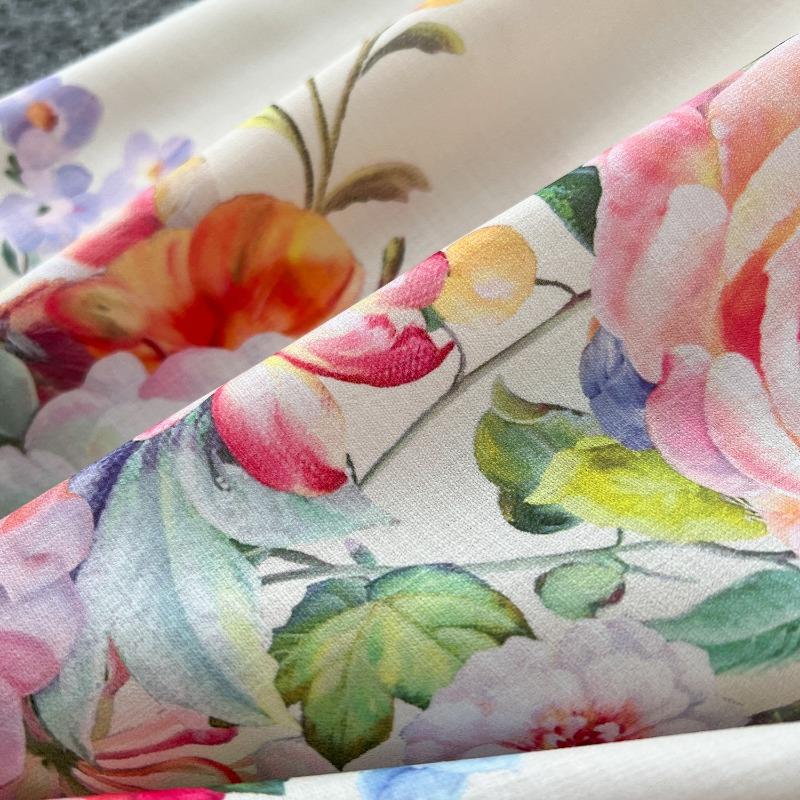 Rochie de damă de primăvară cu rever, mâneci felinar, pictată și imprimată, cu talie marcată, cu un singur rând de nasturi și croială amplă