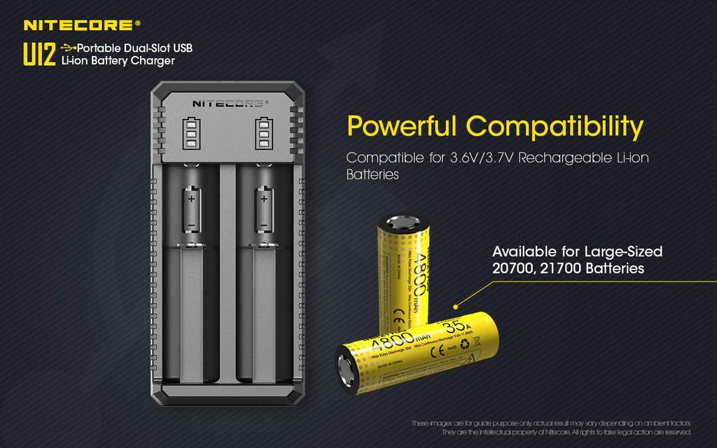 NITECORE UI2 USB Portable Charger for IMR/Lithium-ion Rechargeable Batteries, 2 Slots