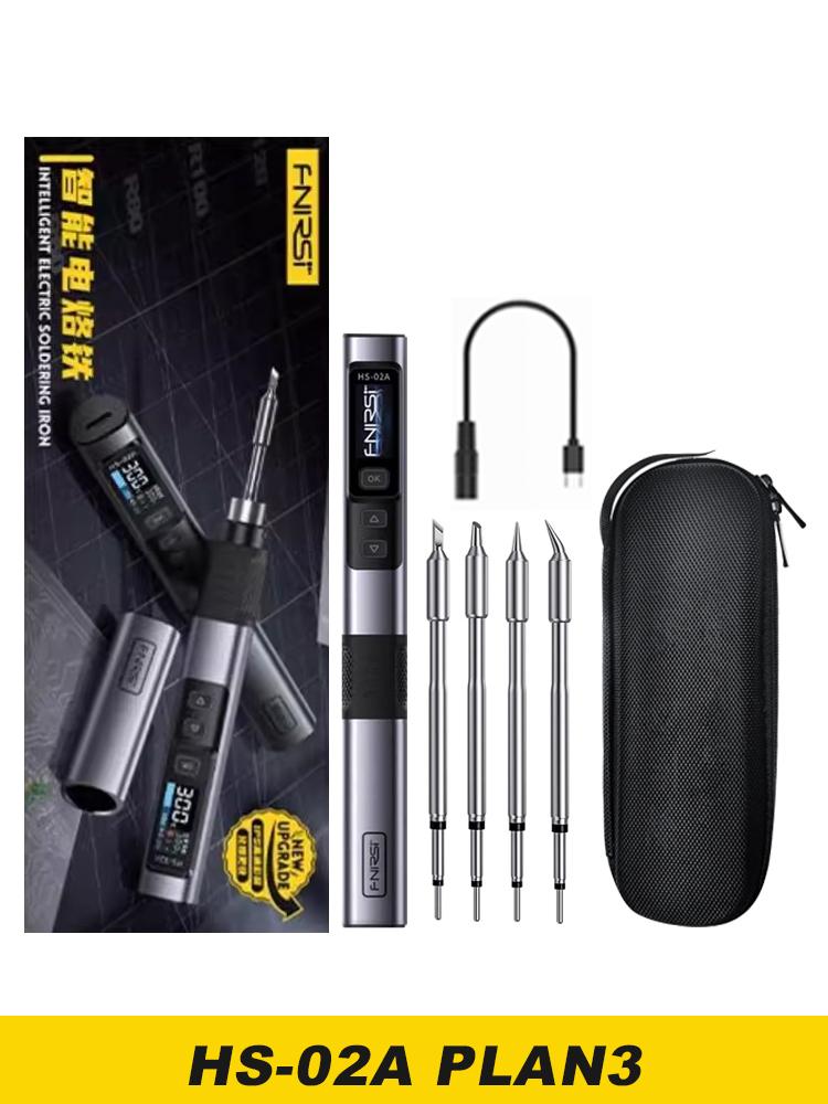 FNIRSI HS-02 Soldering Iron Smart Sleep IPS Color Display Screen 100-450℃ Soldering Rework Station PD100W Portable Repair Tool