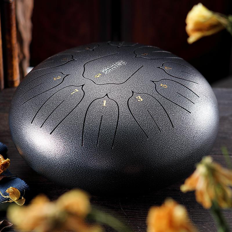 Hluru 10 Inch 11 Notes Glucophone Steel Tongue Drum D Tones Music Drum Ethereal Drum Percussion Instrument 11 Notes Steel Drum