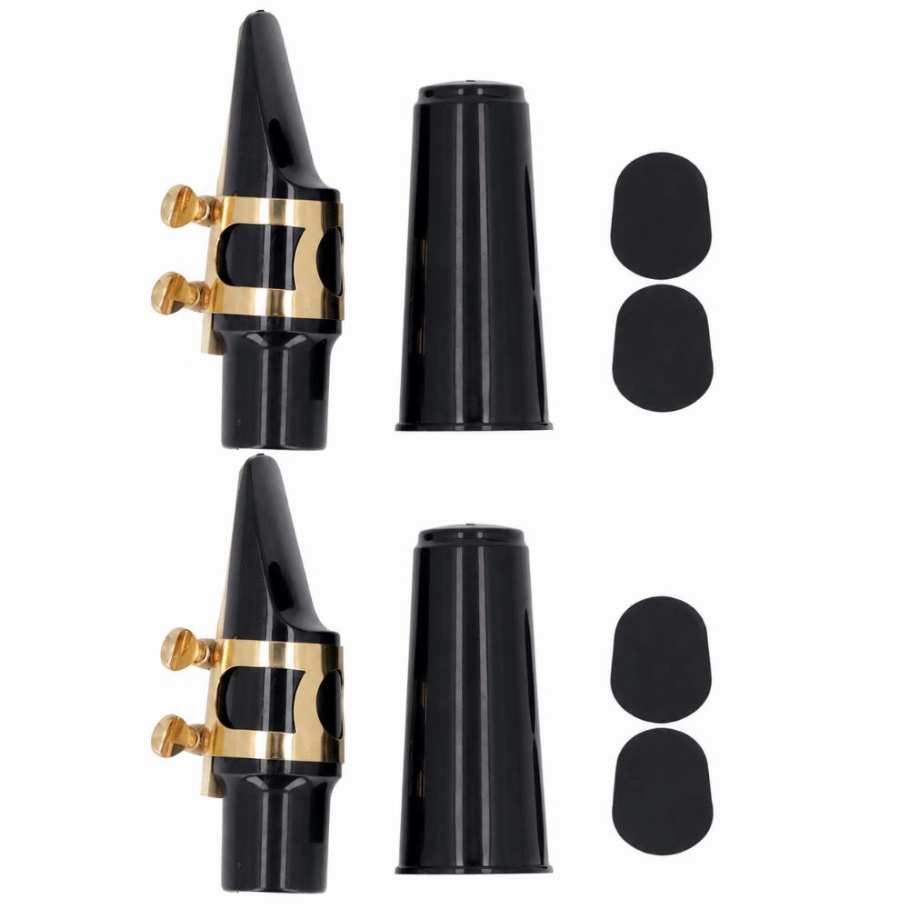 2 Sets Black And Golden Alto Saxophone Mouthpiece  For Alto Saxophone Beginners