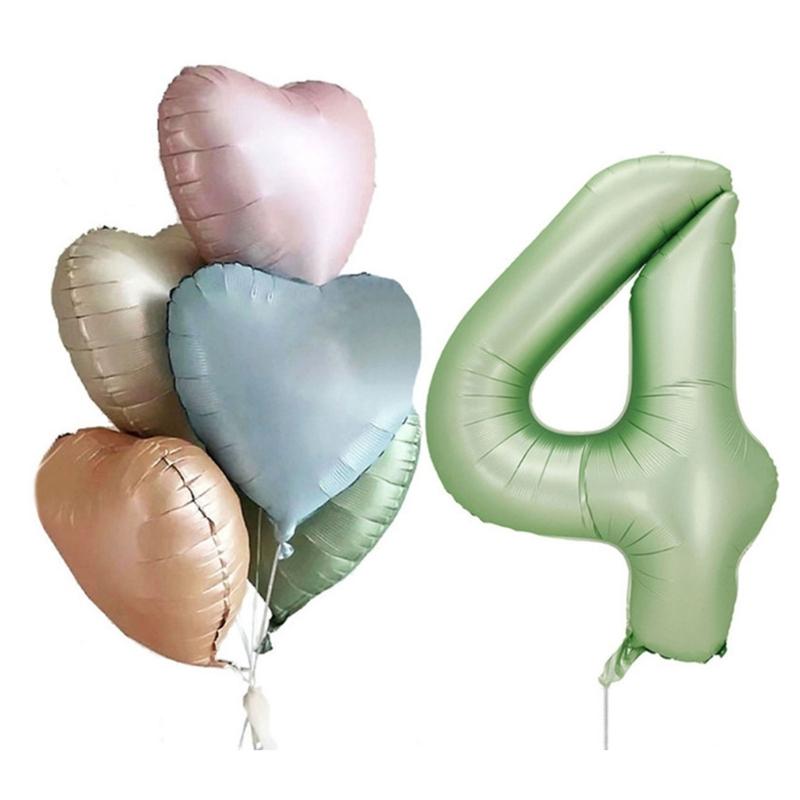 6Pcs Cream Color Number Balloon Set Beige Caramel Number 0-9 Balloon Foil Helium Ball Birthday Wedding Party Decoration