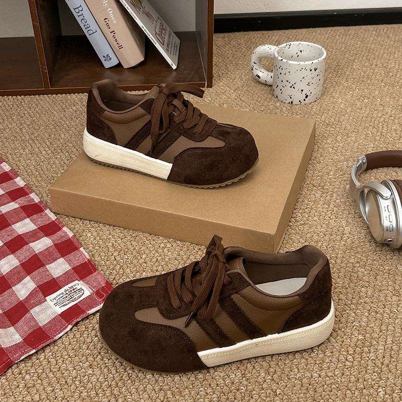 Sheepskin Version 2025 New Leather Retro German Training Shoes Women's Flat-bottomed Casual Sports Board Shoes Versatile Forrest Gump Shoes Single S