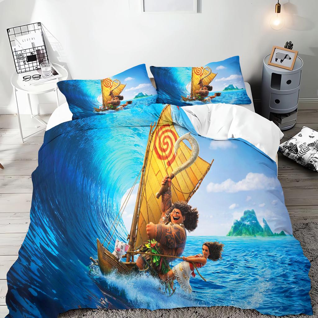 Moana Princess Anime Home Bedroom Comforte Nordic polyester material suitable for children and adults 2/3-piece set