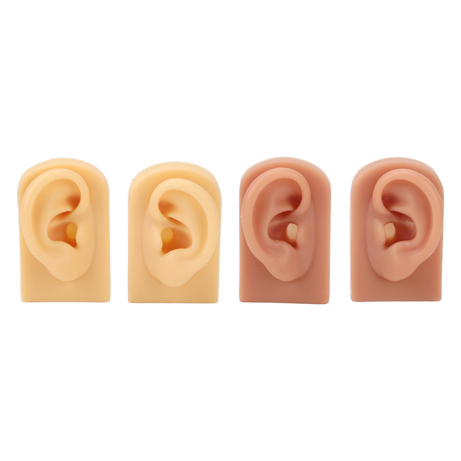 

2 пары силиконовых моделей ушей для практики пирсинга, многоразовые 3D-модели для акупунктуры из силикона