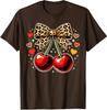 Cute Cherry Leopard Bow Coquette Aesthetic Hearts Unisex T-Shirt