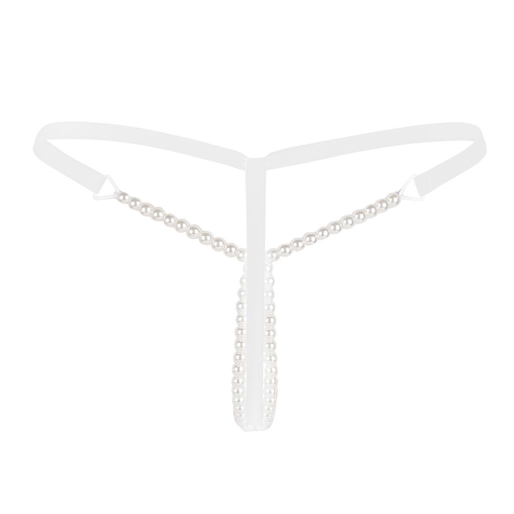 Sexy Pearl G-string Elastic Crotchless Briefs Thongs Underwear G-string Nightwear Women's Erotic Panties Underwear Clubwear