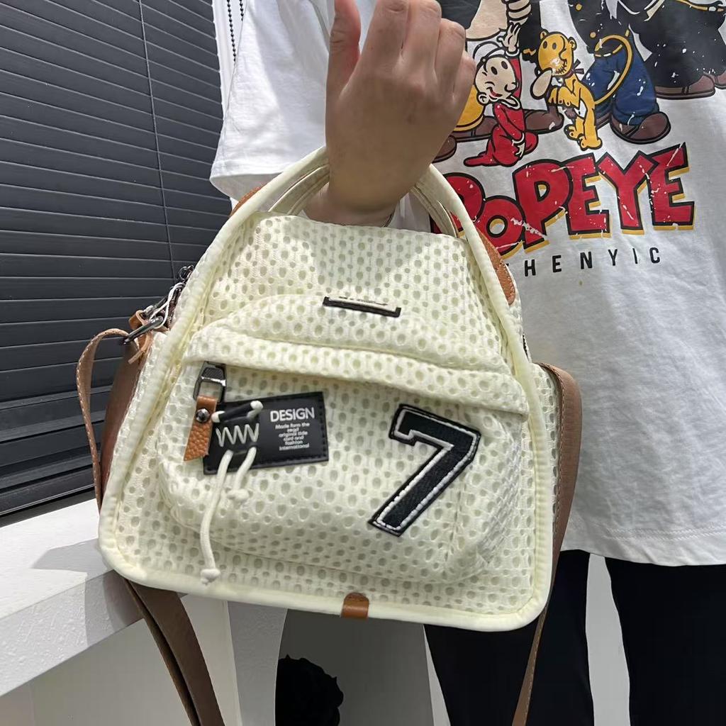Women'S Mesh Cloth Splicing Handbag Personalized Casual Versatile Single Shoulder Oblique Span Bag