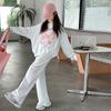 Girls' Spring/Autumn 2025 Sweatshirt & Wide-Leg Sweatpants Set - Stylish Casual Two-Piece for Medium & Large Children