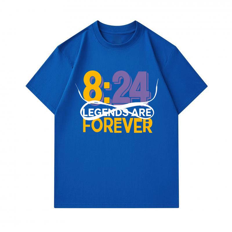 Men's 100% Cotton Crew Neck Short Sleeve T-Shirt, 8 24 Legends Are Forever Printed Casual Comfortable Lightweight Summer Daily Wear Graphic Tee for Ba