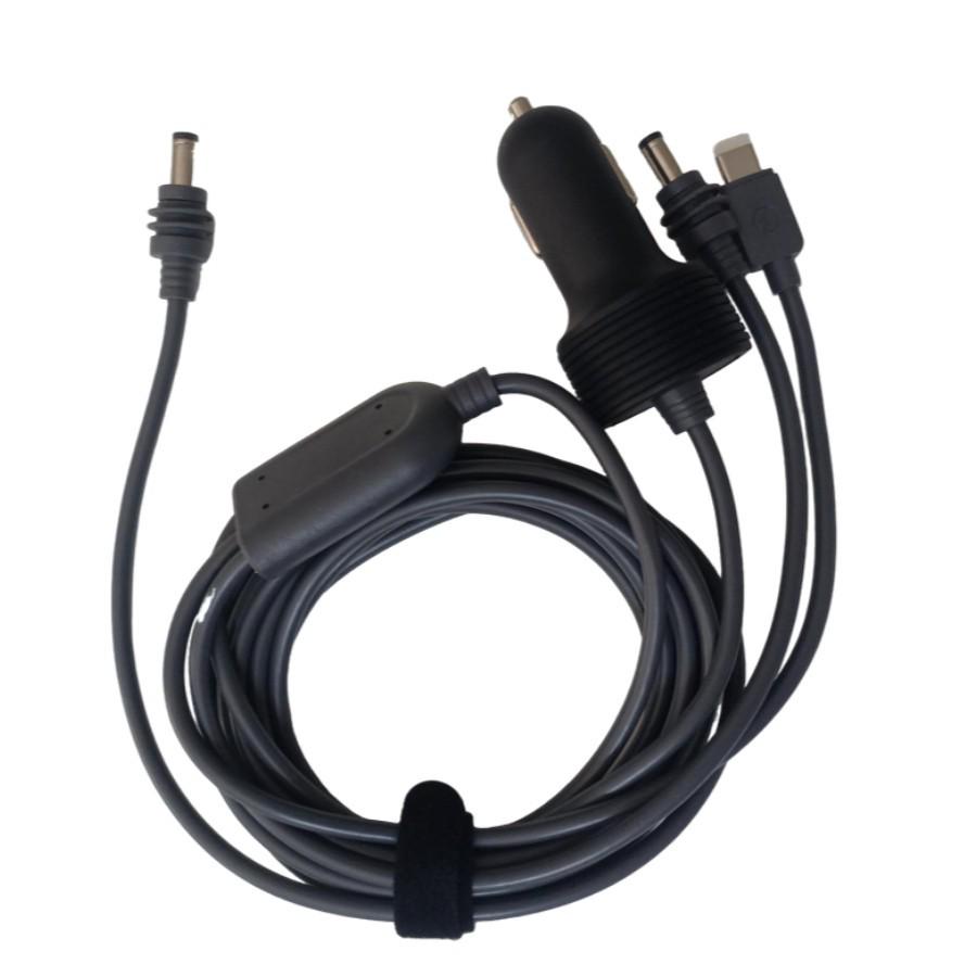 Compact 12V Three-Port Car Charger with DC5521 Sealing Ring for Cigarette Lighter