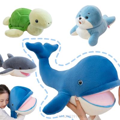 Non-Toxic 28/55Cm High Quality Cartoon Marine Ocean Shark Plush Doll Pillow Whale Turtle Seal Shark Animal Stuffed Plush Toy Home Decor