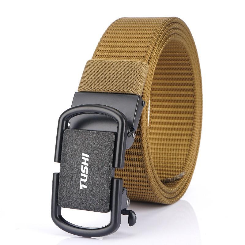 3.5cm Toothless Automatic Buckle Belt Men's Outer Nylon Casual Pants