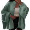 Autumn and Winter Solid Color Casual Style Button Cardigan Large Sleeve Solid Color Sweater Cardigan Jacket