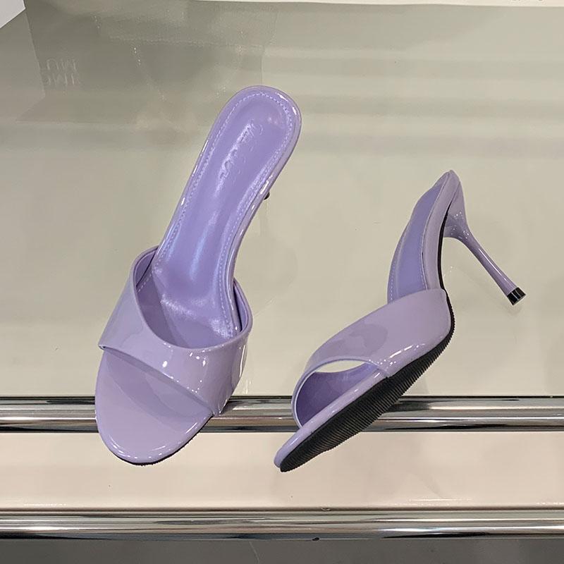 Fashion Female Slip On Footwear Thin Heels Pumps Women Slides Shoes Fashion Round Toe Party Sexy Ladies High Heels Shoes Sandals
