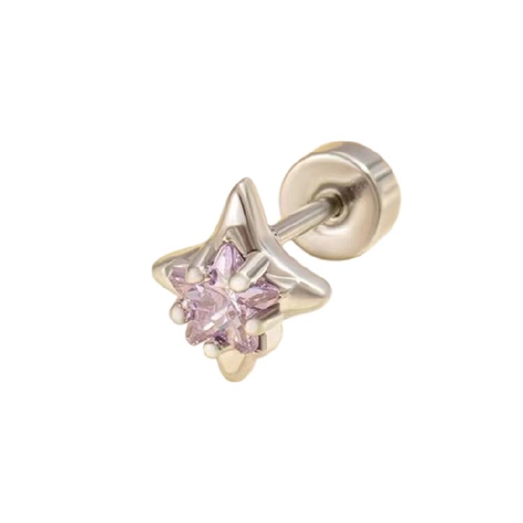 Modern Star Design Stainless Steel Earrings For Cartilage Piercing Sturdy And Stylish Jewelry Gift фиолетовый