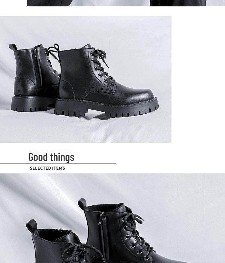 Pánské britské ležérní vysoké kožené boty Martin s bočním zipem, silnou podrážkou, styl 96116-R