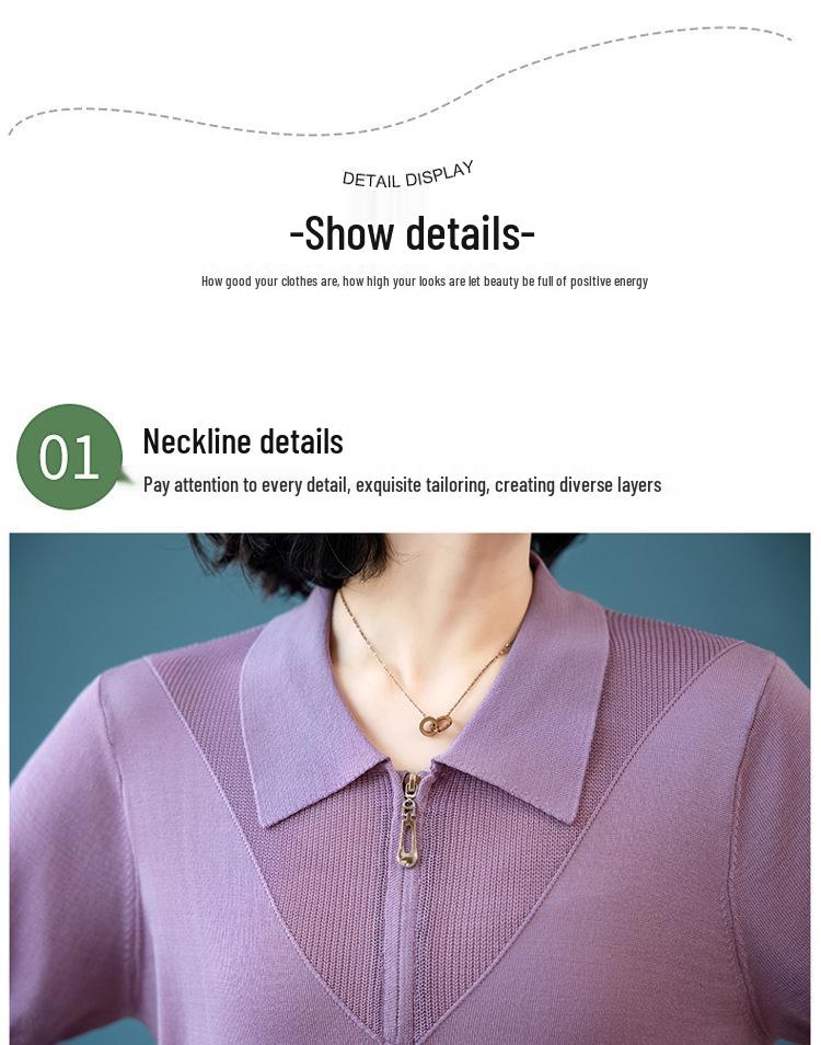 Women's Tencel Short-Sleeved Lapel T-Shirt - 2026 Summer Fashion for Mothers, Lightweight Silk Knit Cardigan Style.