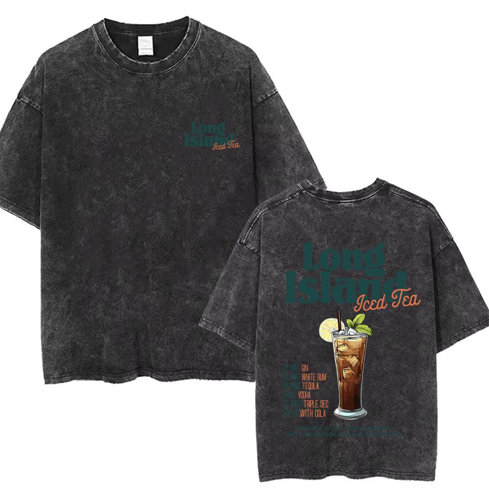 Washed Vintage Negroni Please Cocktail Funny Meme T Shirts Men Women Cotton Oversized Tshirts Male Casual Short Sleeve Tshirt