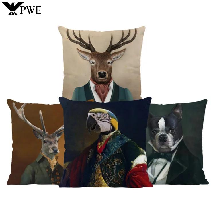 Dog Deer Pillow Case Elk Man Pillowcases for Pillows Interior for Home Decor Decorative Cushions for Elegant Sofa Pillow Cover