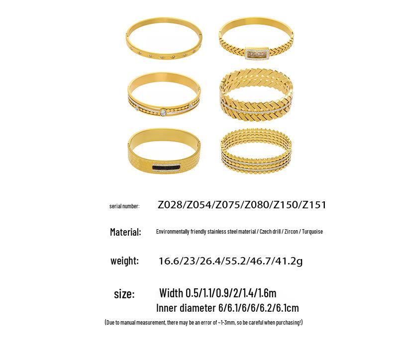 Bransoletka ze stali nierdzewnej platerowanej 18-karatowym złotem z zapięciem w kształcie rombu z cyrkoniami - Geometryczny styl INS Lekki luksusowy biżuteria ręczna
