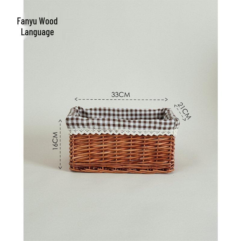 Woven Bamboo Fabric Storage Basket for Snacks and Sundries