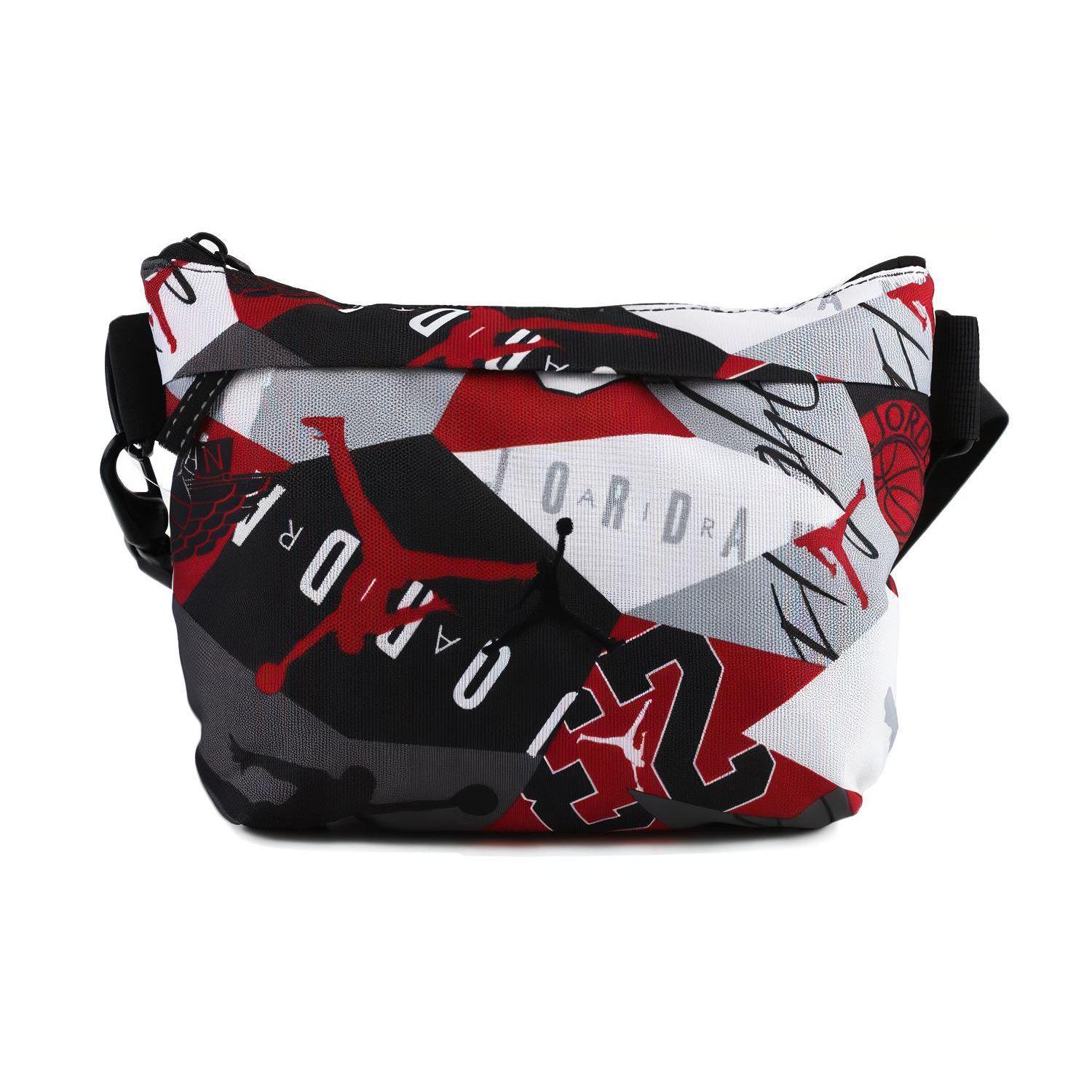 Jordan Letter Logo Silhouette Print Pattern Splicing Polyester Fiber Shoulder Crossbody Waist Chest Bag Unisex Bags Black Red 9A0351-R78 Black/Red
