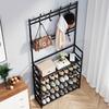 8 Hooks 4/5-layer Metal Frame Multi-Functional Shoe and Hat Rack | Space-Saving Large Capacity Storage, for Living Room, Entryway, or Corner Use