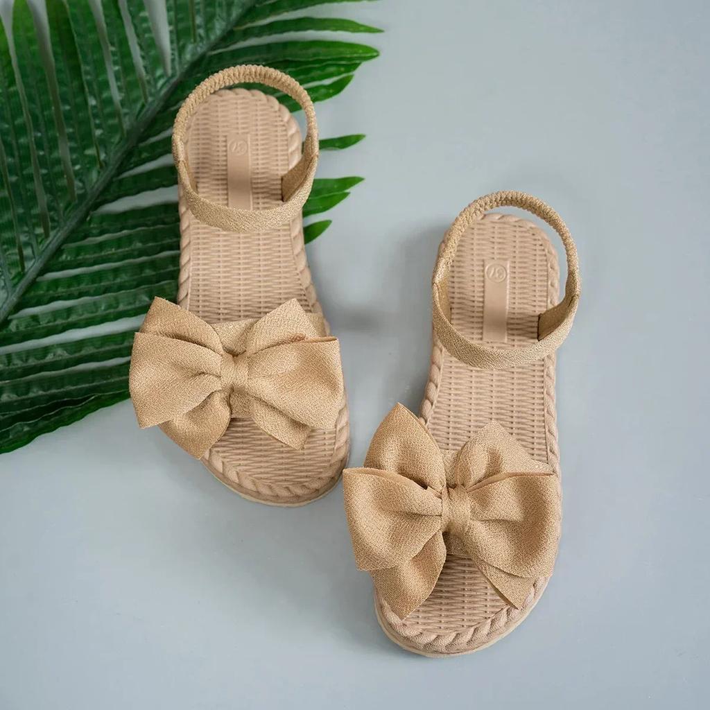 Women Sandals 2026 New Summer Lightweight Sandals Fashion Beach Casual Slippers Outdoor Bow Tie Flat Shoes Home platform sandals