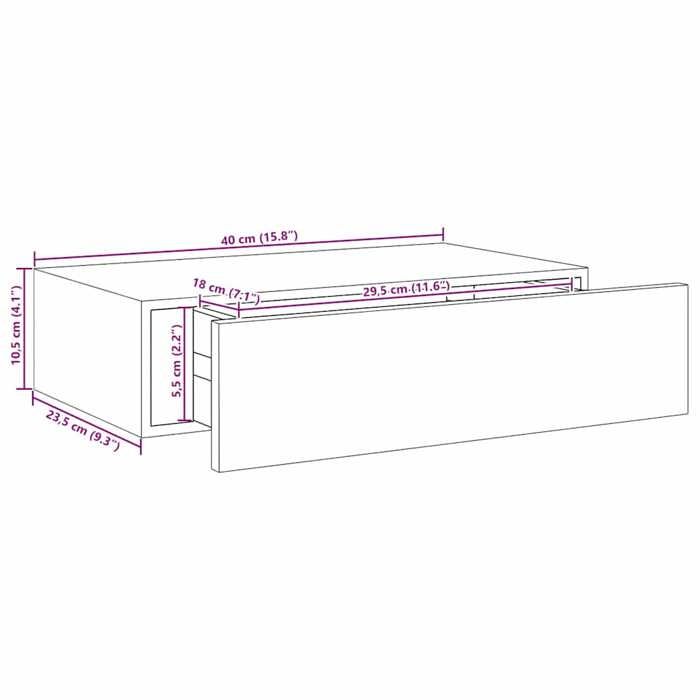 VidaXL Étagère à tiroir murale Chêne et blanc 40x23,5x10 cm MDF