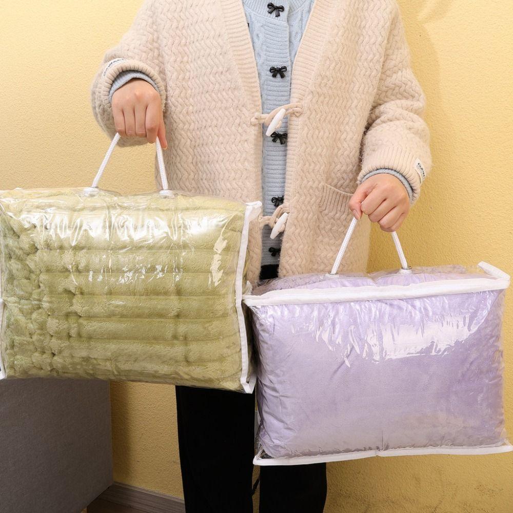 Transparent Bed Sheet Organiser Pouch Reusable Tote Bag Quilt Storage Bag  for Pillow Blanket