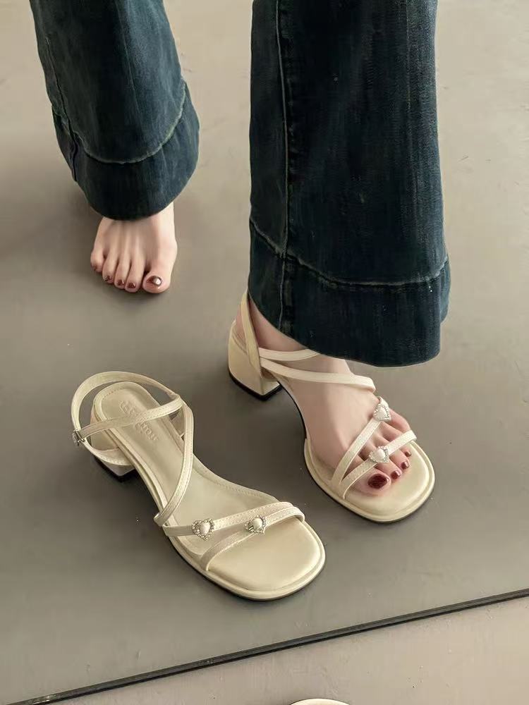 

Женские элегантные босоножки на высоком каблуке, модные туфли с открытым носком и толстым каблуком, повседневные летние туфли для отдыха на природе 40