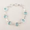 Sky Blue Topaz Gemstone 925 Sterling Silver Jewelry Handmade Bracelet9" For Gift RB-6-16