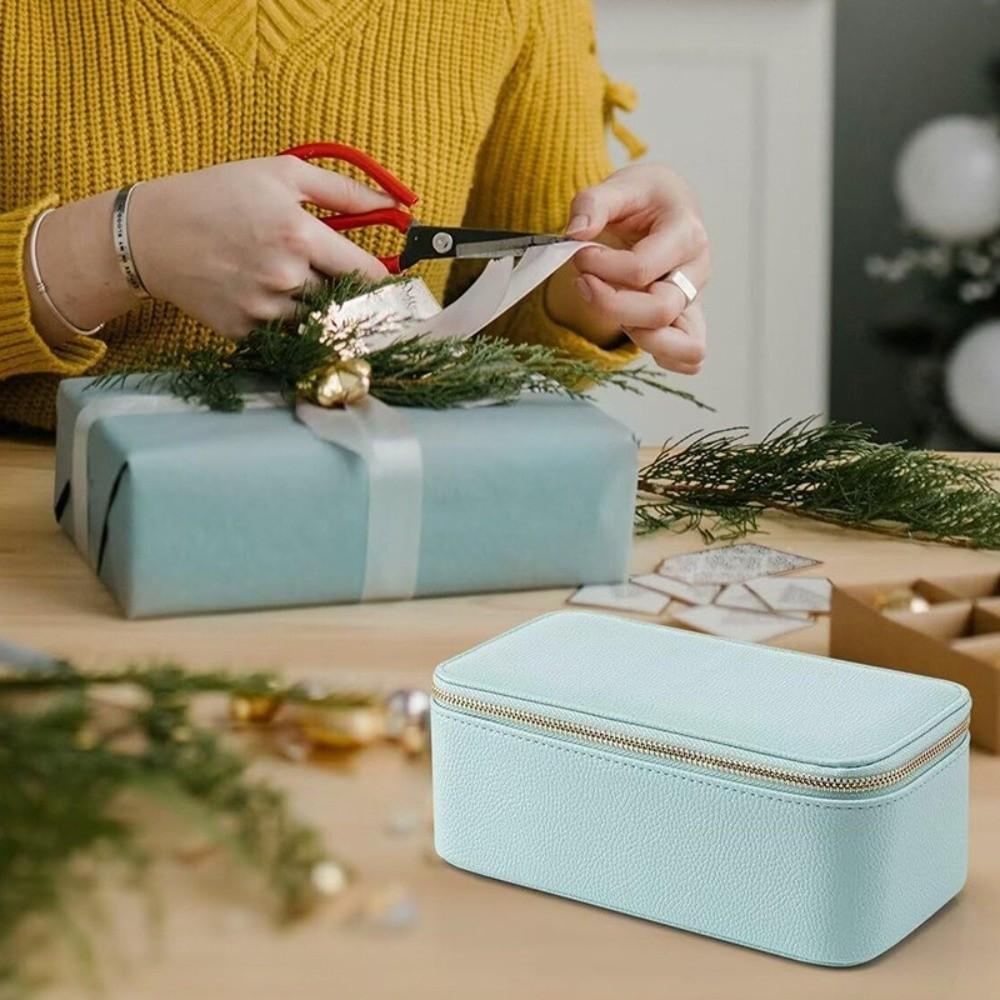 Dustproof Jewelry Display Box with 12 Small Pouches Jewelry Storage Case PU Jewelry Box  Home
