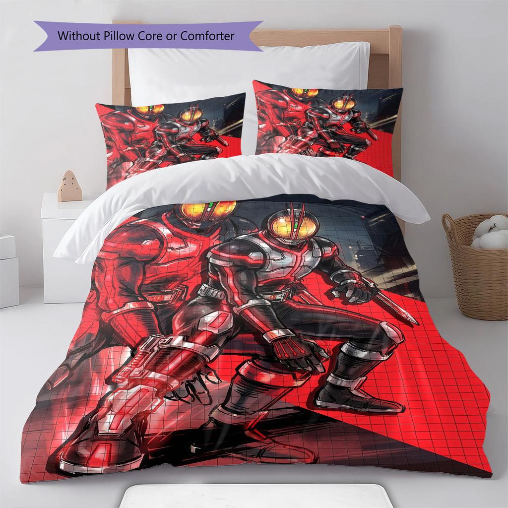 Kamen Rider Dynamic Armor Bettwäsche-Set Anime Bettbezug Polyester Weiche Bettwäsche Einzelbett Doppelbett Queen King -QJY