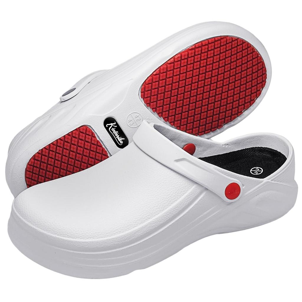 Kintarila Chef White Kitchen for Men and S085 Sizes Shoes, Clogs, Non-Slip Sandals, Waterproof, Lightweight, Women, (White, 2XL, 25.5-26.0 cm)