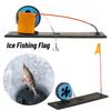Compact Metal Pole Ice Fishing Flag Water Square Orange Flag Fishing Tackle Tool D Portable Winter Fishing Angler Fishing