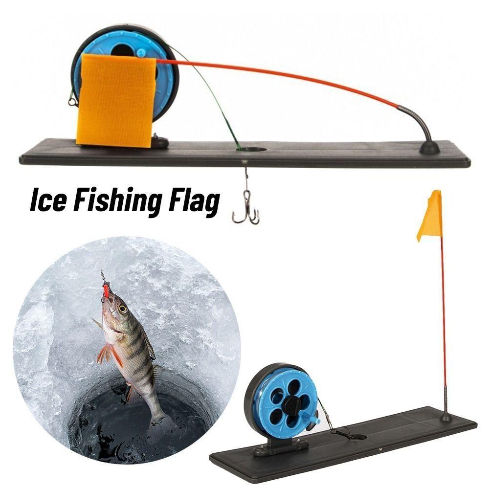 Compact Metal Pole Ice Fishing Flag Water Square Orange Flag Fishing Tackle Tool D Portable Winter Fishing Angler Fishing