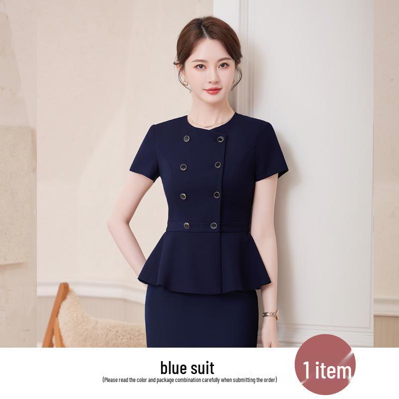 Gray Women's High-End Professional Short-Sleeve Two-Piece Summer Workwear