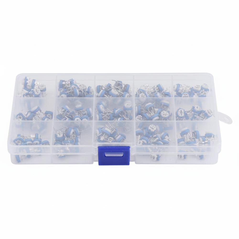 

150PCS 100ohm-1Mohm Trimmer Potentiometer Blue White Trimpot Preset Potentiometer PCB Assembly