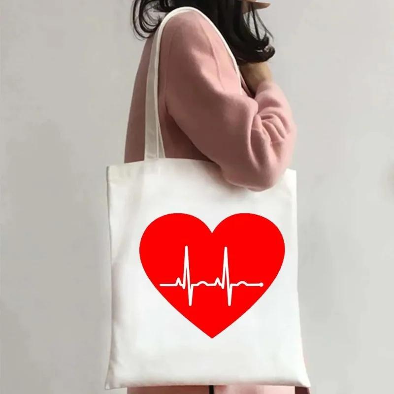 Nurse Life Shoulder Bag Ladies Tote Canvas Medical Art Shoulder Bag Eco Portable Travel Shopping Bag