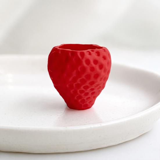 3D Printed Flower Pot, Realistic Strawberry Mini Planter, with Matte Fresh Color Desktop Decor, Gift for Birthday Housewarming