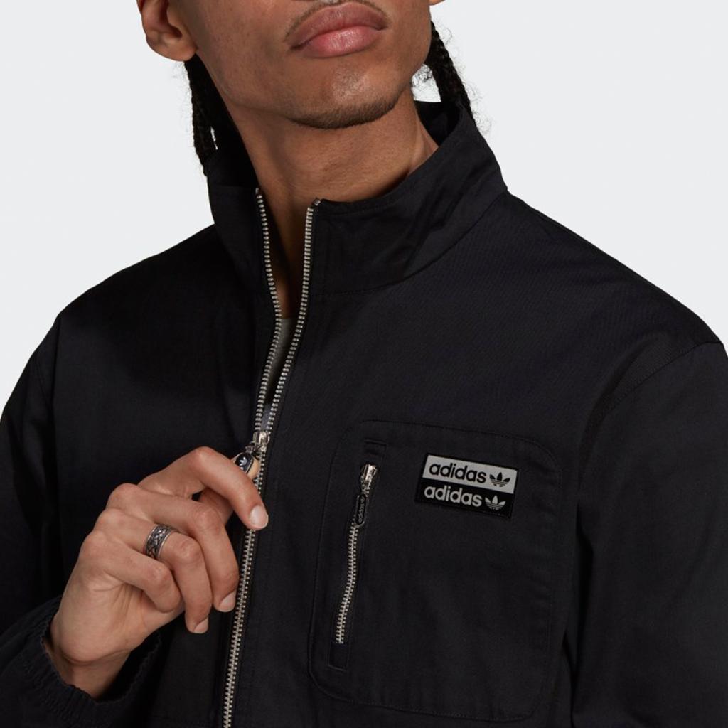 Adidas Originals R.Y.V. Cotton Twill Training Jacket with Stand-Up Collar and Zip Men Jacket Black H11457