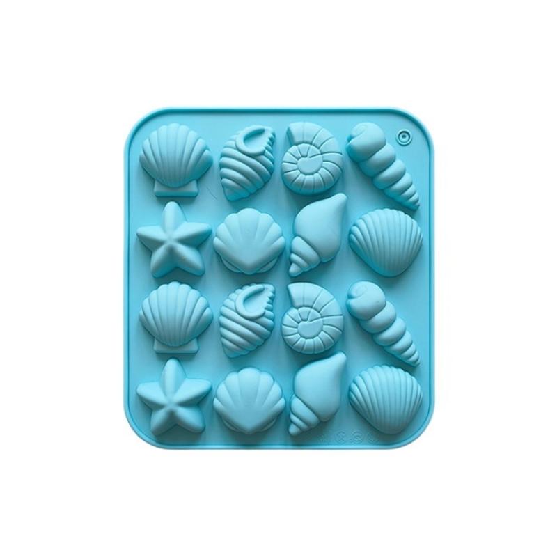 16 Cavity Seashell Conch Starfish Silicone Molds Ocean Silicone Mold Diy Pudding Ice Grid Candy Chocolate Cake Baking Mold