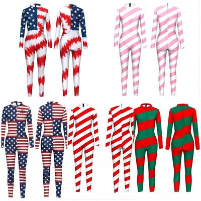 Adults Stars Christmas Accessories Printing Jumpsuit Women Men Halloween Cosplay Costume Carnival Party Stage Role Playing Dress Up Outfit