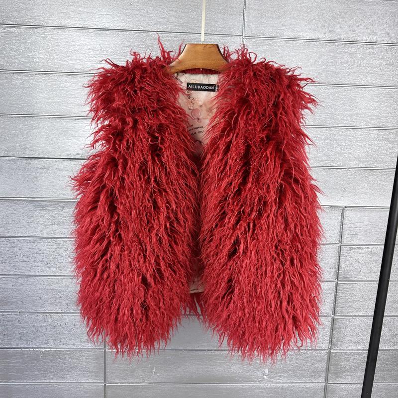 Autumn Winter Eco-Friendly Fur Women's Vest Artificial Fur Lamb Wool Warm Sleeveless Coat Clothing